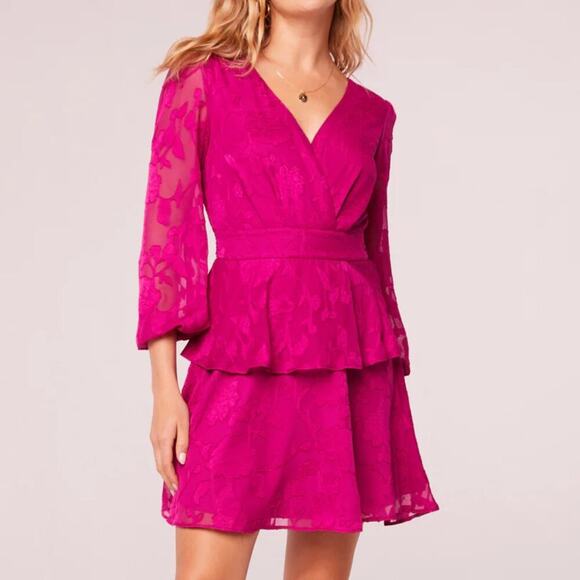 Band of the Free Size S Pink Kiss Me Peplum Tiered Mini Dress Date Night Resort - Picture 1 of 13